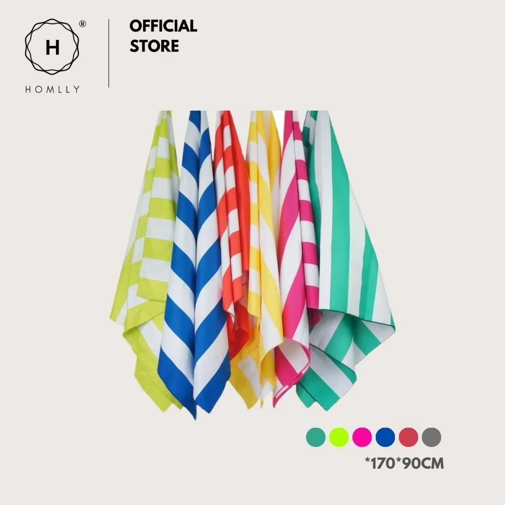 Homlly Classic Stripe Microfiber Quick Dry Sand Beach Travel Yoga Towel