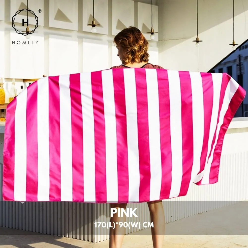 Homlly Classic Stripe Microfiber Quick Dry Sand Beach Travel Yoga Towel