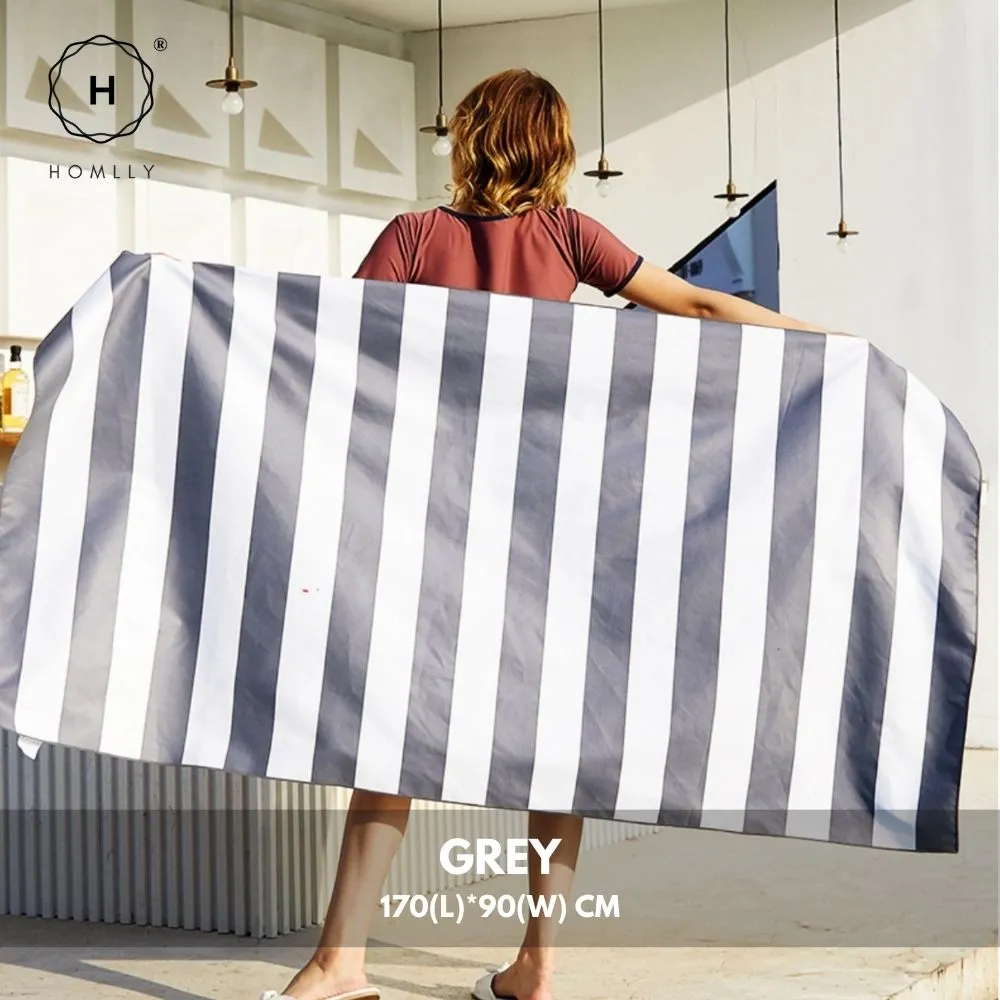 Homlly Classic Stripe Microfiber Quick Dry Sand Beach Travel Yoga Towel