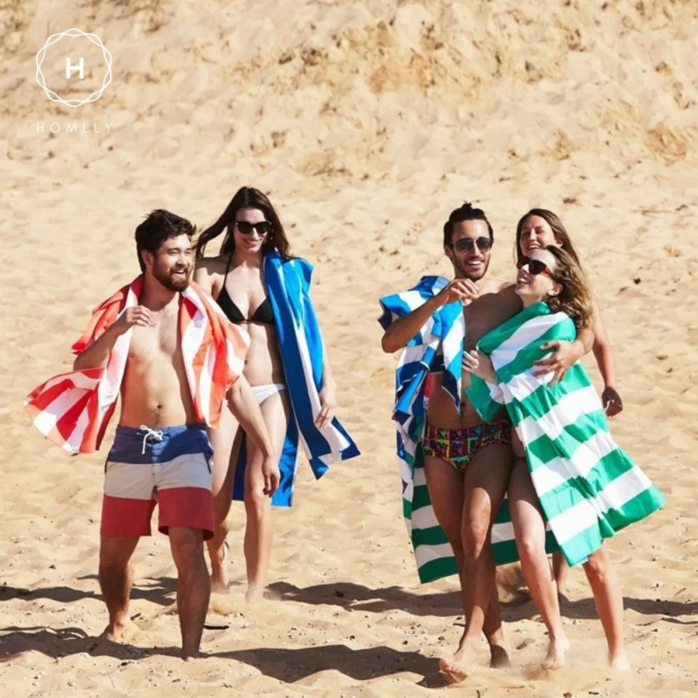 Homlly Classic Stripe Microfiber Quick Dry Sand Beach Travel Yoga Towel