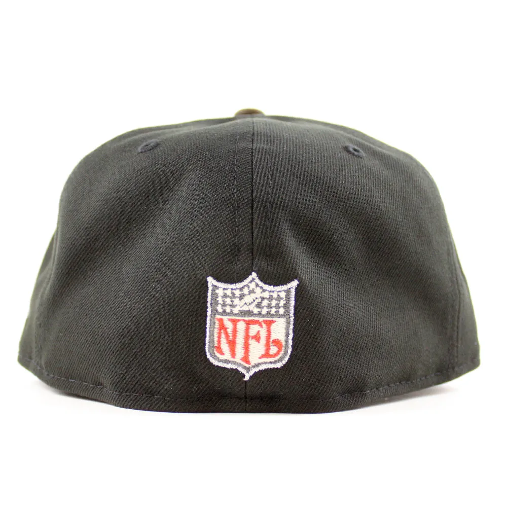 HOUSTON OILERS Mascot Patch New Era 59Fifty Fitted Hat (Black Walnut Gray Under Brim)