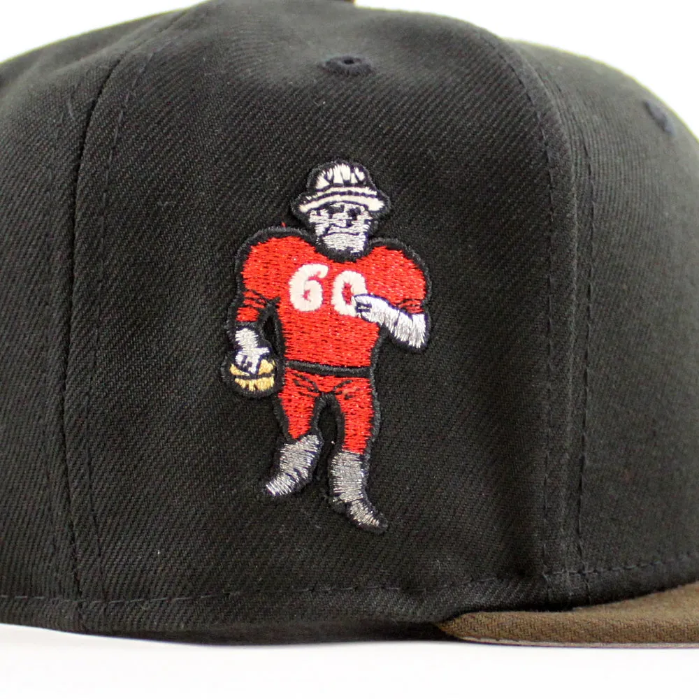 HOUSTON OILERS Mascot Patch New Era 59Fifty Fitted Hat (Black Walnut Gray Under Brim)