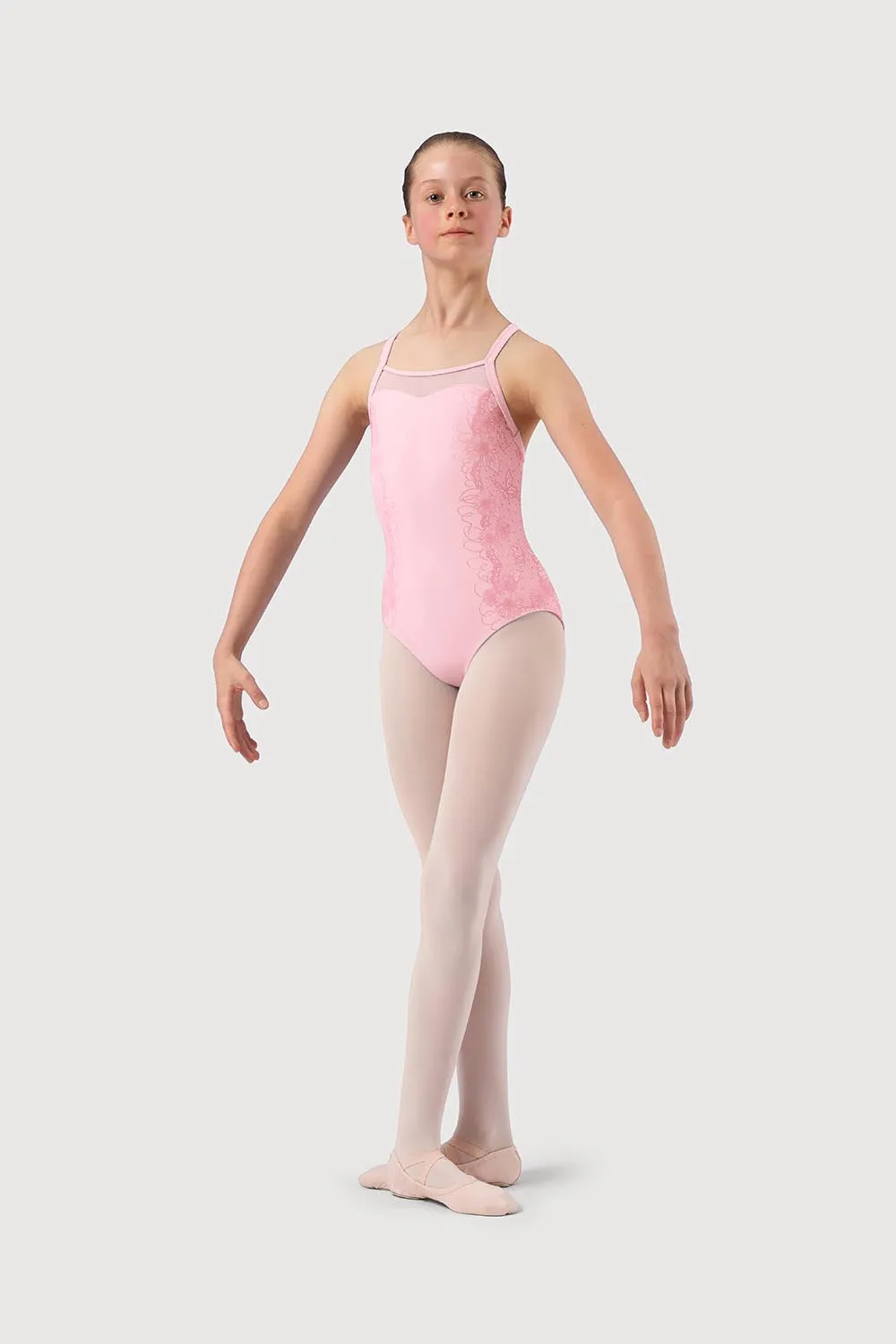 L54147G - Bloch Lace Bodice & Racer Back Girls Cami Leotard