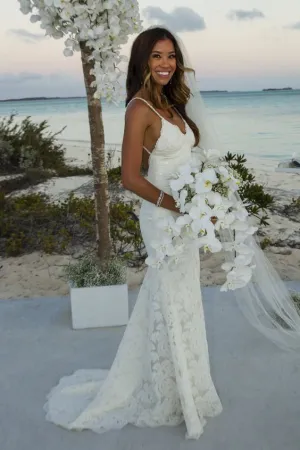 Lace Custom Size Bridal Wedding Dress, Spaghetti Straps Backless Beach Wedding Dresses