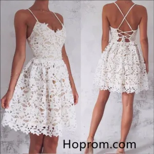 Lace Strapless Homecoming Dress, White Sweetheart Homecoming Dress