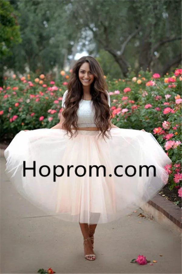 Lace Tulle Homecoming Dress, Two Pieces Homecoming Dress