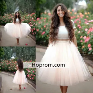 Lace Tulle Homecoming Dress, Two Pieces Homecoming Dress