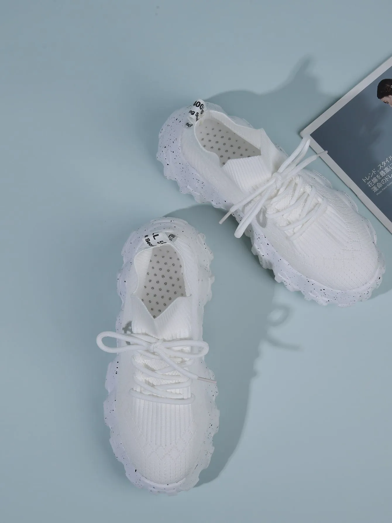 Lace Up Decor Knit Chunky Sneakers
