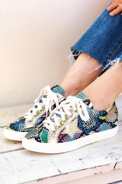 Lace Up Star Snake Sneakers