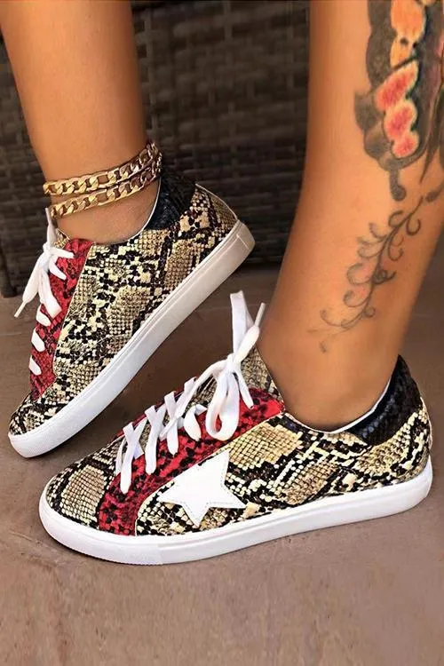 Lace Up Star Snake Sneakers