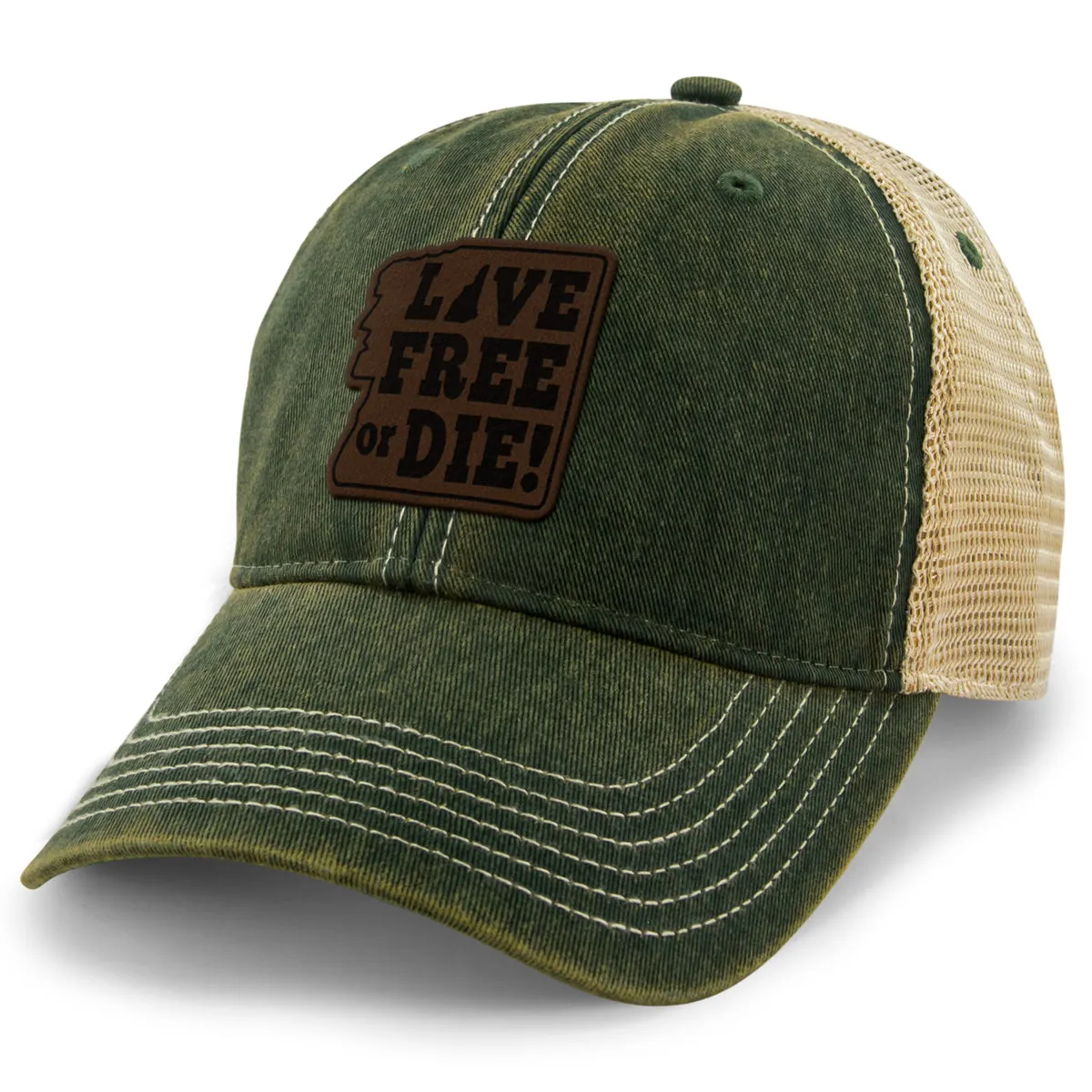 Live Free or Die Leather Patch Dirty Water Trucker
