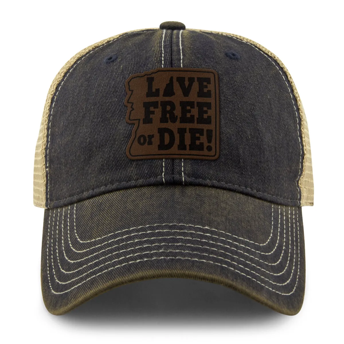 Live Free or Die Leather Patch Dirty Water Trucker