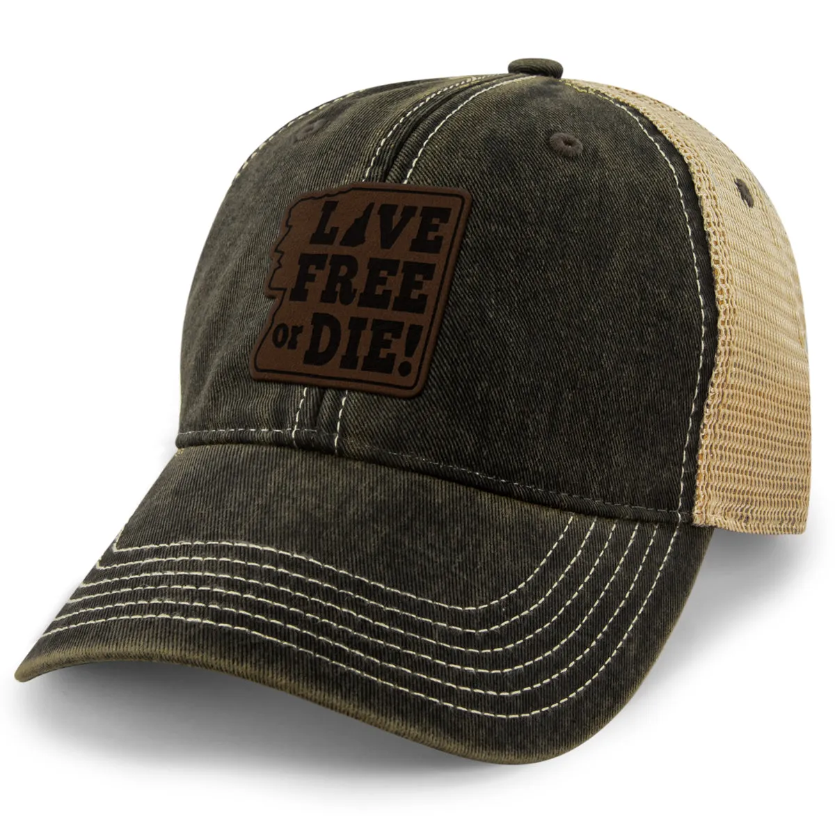 Live Free or Die Leather Patch Dirty Water Trucker