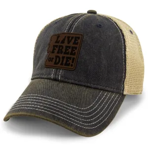 Live Free or Die Leather Patch Dirty Water Trucker