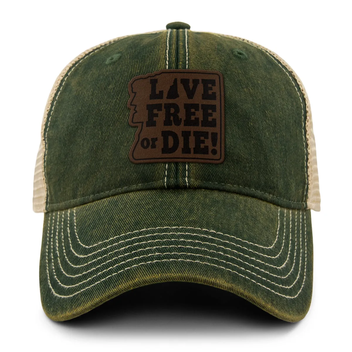 Live Free or Die Leather Patch Dirty Water Trucker