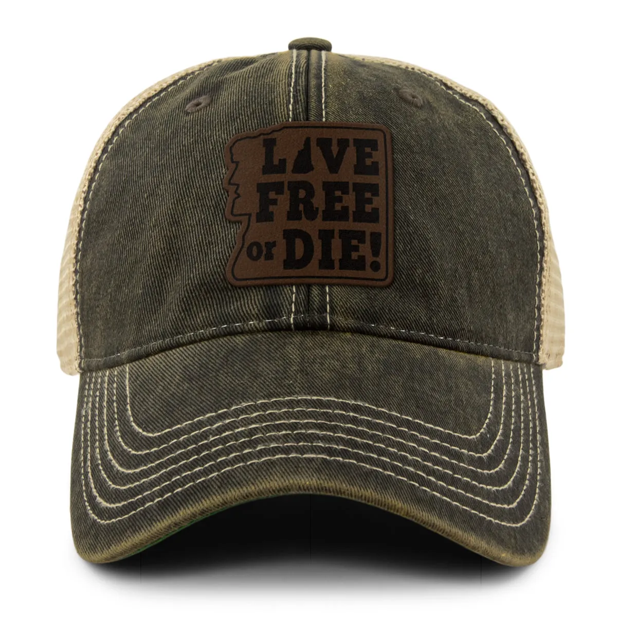 Live Free or Die Leather Patch Dirty Water Trucker