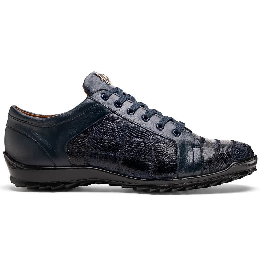Marco Di Milano Bari Patchwork Lizard Sneakers in Navy