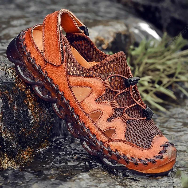 Men's Rubber Toe Cap Mesh Splicing Slippers Outdoor Water Sandals
