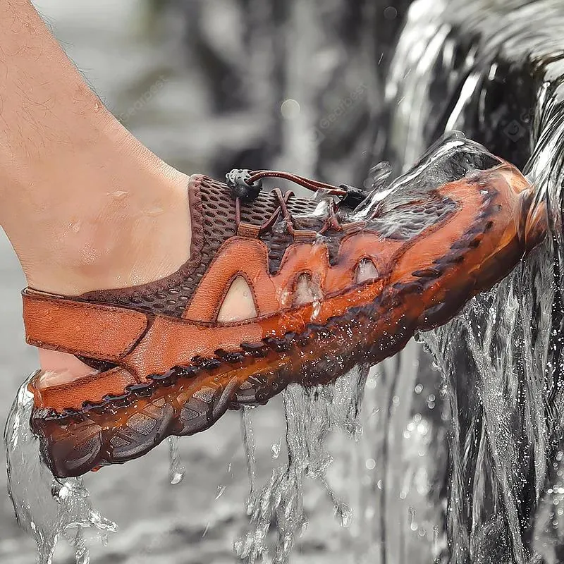 Men's Rubber Toe Cap Mesh Splicing Slippers Outdoor Water Sandals