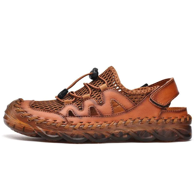 Men's Rubber Toe Cap Mesh Splicing Slippers Outdoor Water Sandals