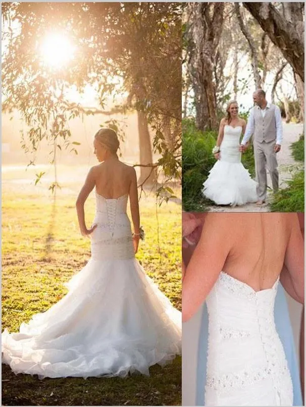 Mermaid Tulle Sweetheart Wedding Dresses,Sleeveless Court Train Wedding Dresses
