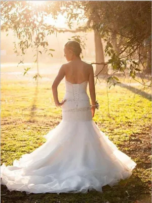Mermaid Tulle Sweetheart Wedding Dresses,Sleeveless Court Train Wedding Dresses