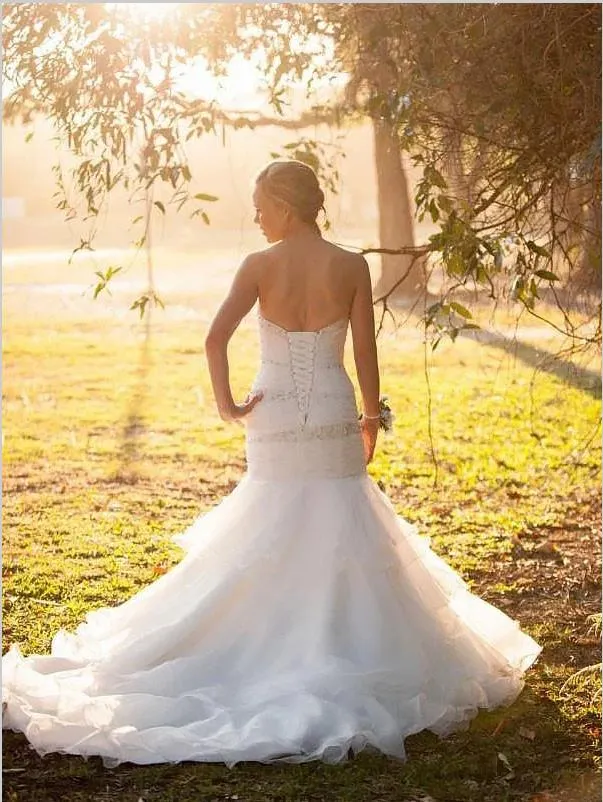 Mermaid Tulle Sweetheart Wedding Dresses,Sleeveless Court Train Wedding Dresses