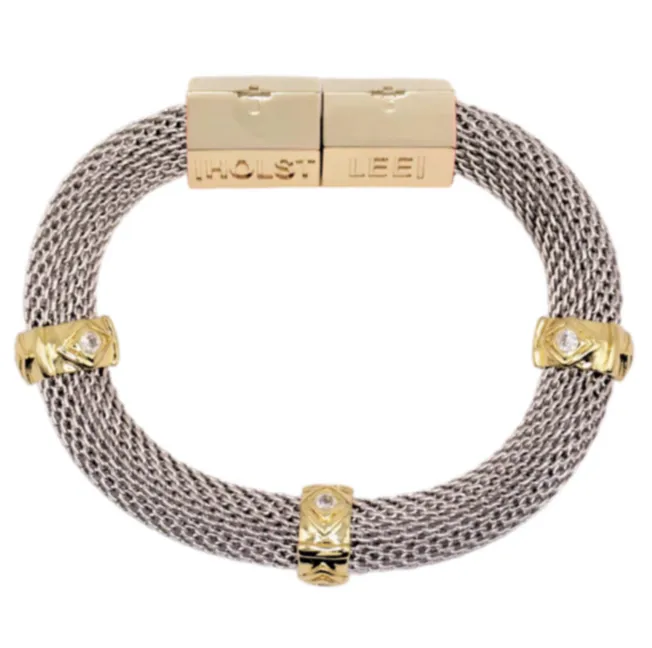 Mesh Evil Eye Bracelet Two Tone