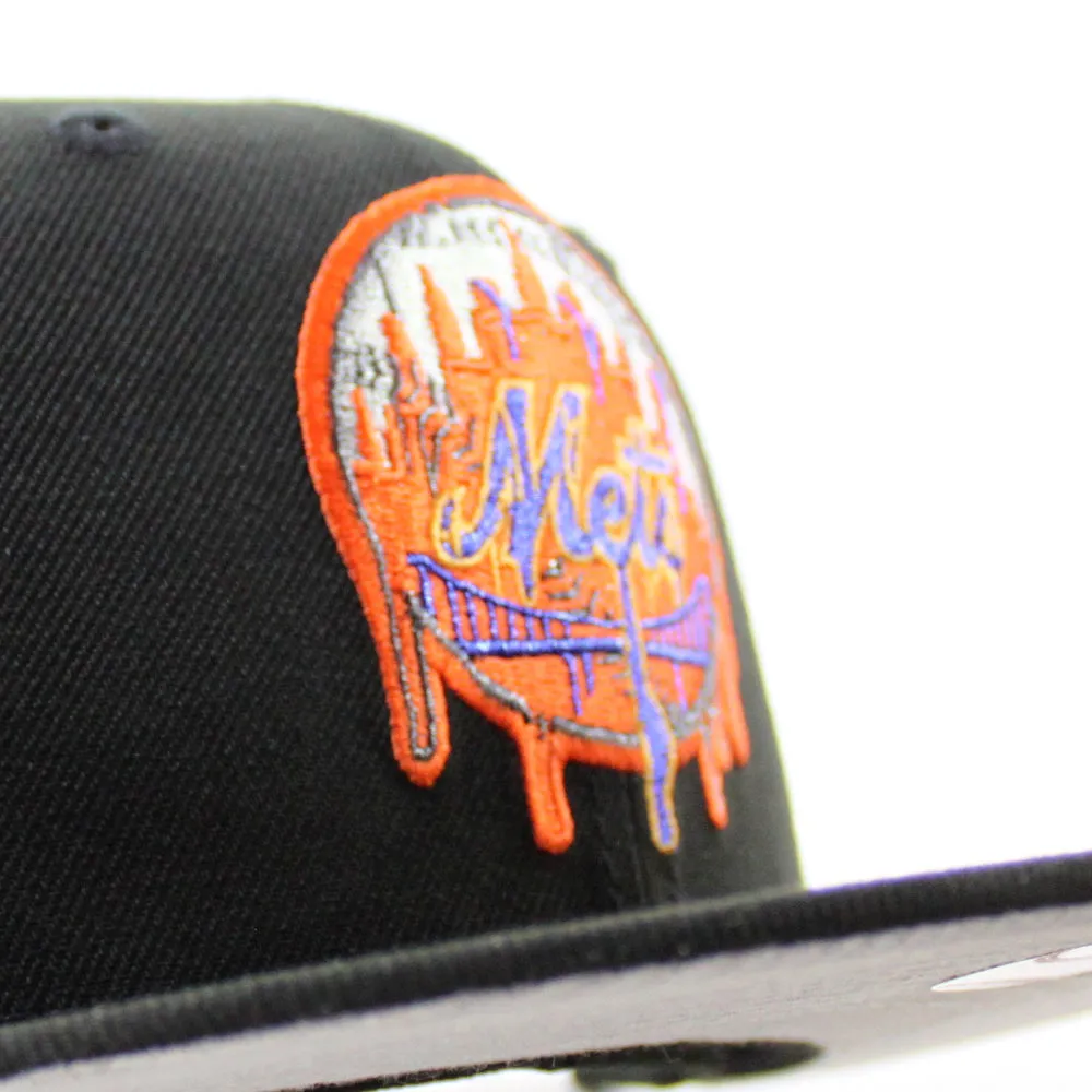 New York Mets (Drippy Logo) 25th Anniversary New Era 59Fifty Fitted Hat (Black Gray Under Brim)