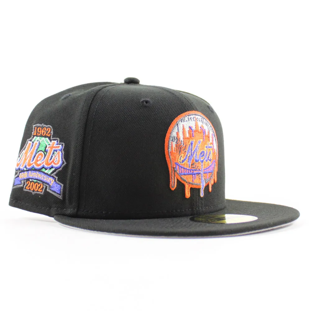 New York Mets (Drippy Logo) 25th Anniversary New Era 59Fifty Fitted Hat (Black Gray Under Brim)