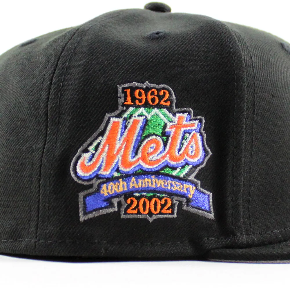 New York Mets (Drippy Logo) 25th Anniversary New Era 59Fifty Fitted Hat (Black Gray Under Brim)