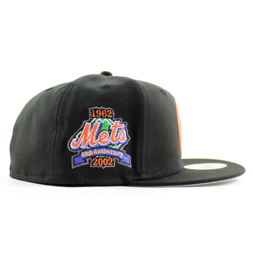 New York Mets (Drippy Logo) 25th Anniversary New Era 59Fifty Fitted Hat (Black Gray Under Brim)