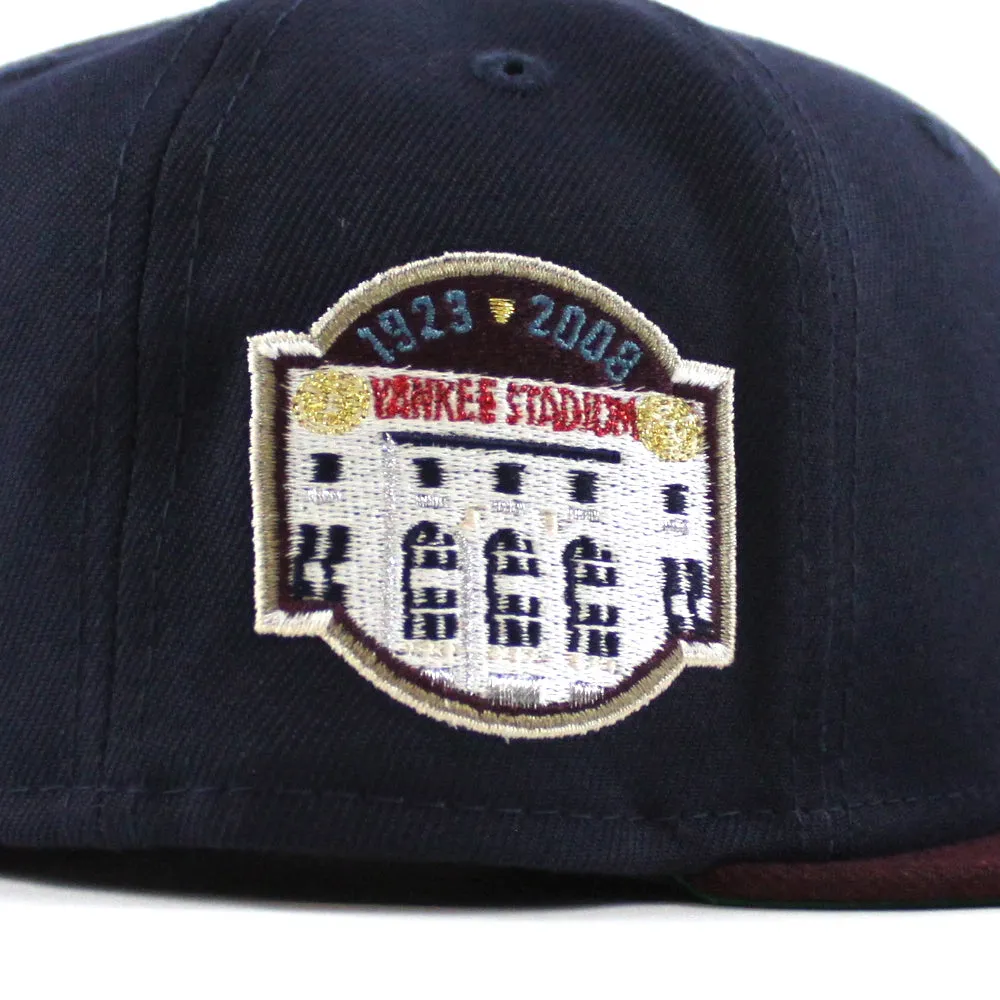 New York Yankees 1923-2008 YANKEE STADIUM New Era 59Fifty Fitted Hat (Navy Blue Maroon Green Under Brim)