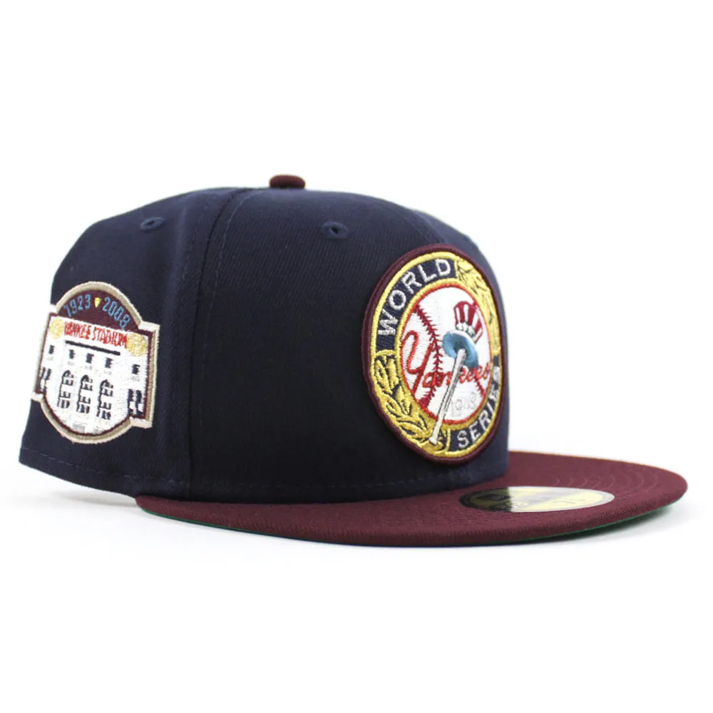 New York Yankees 1923-2008 YANKEE STADIUM New Era 59Fifty Fitted Hat (Navy Blue Maroon Green Under Brim)