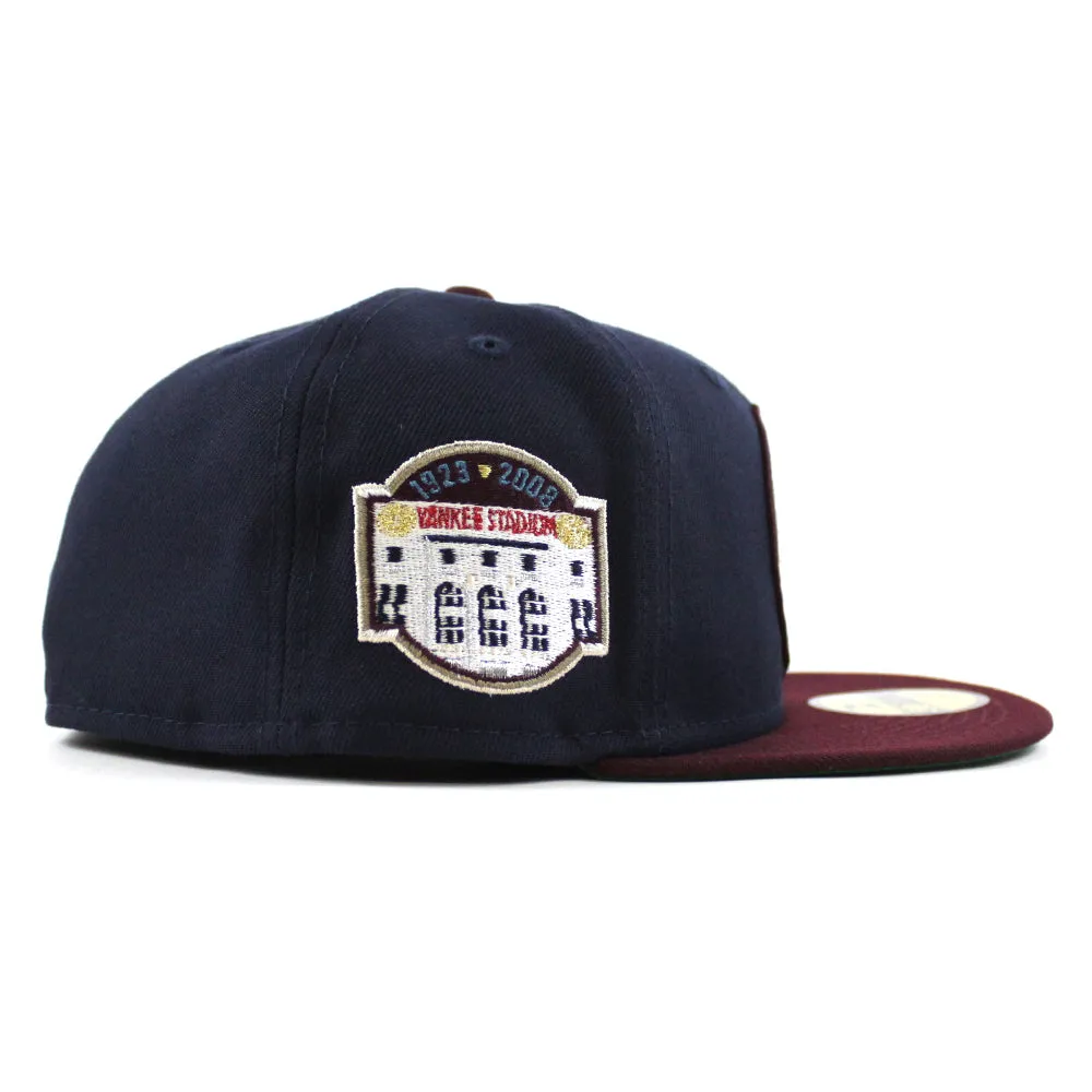 New York Yankees 1923-2008 YANKEE STADIUM New Era 59Fifty Fitted Hat (Navy Blue Maroon Green Under Brim)