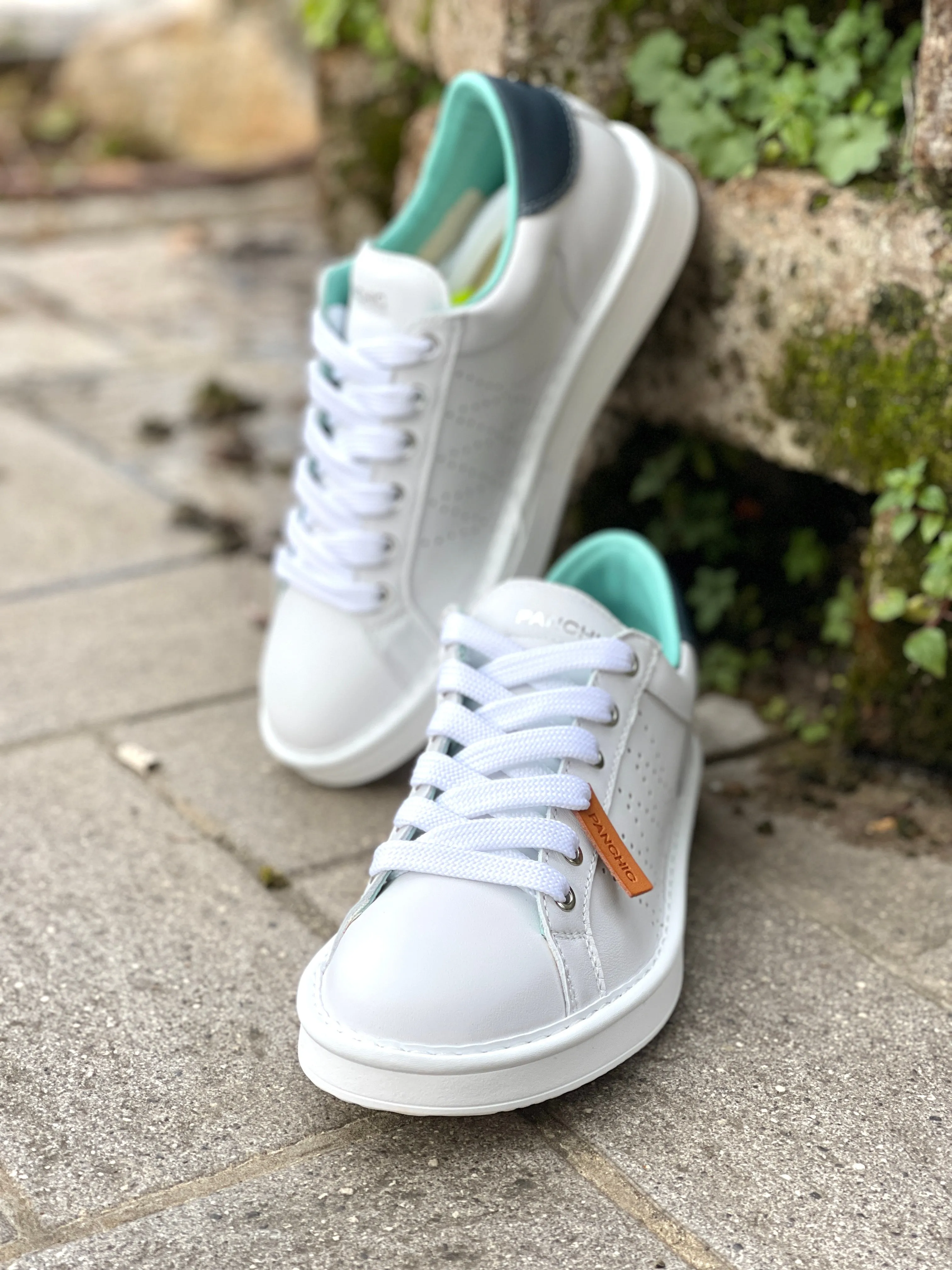 Panchic P01M01300860035 sneakers in pelle bianca con top blu