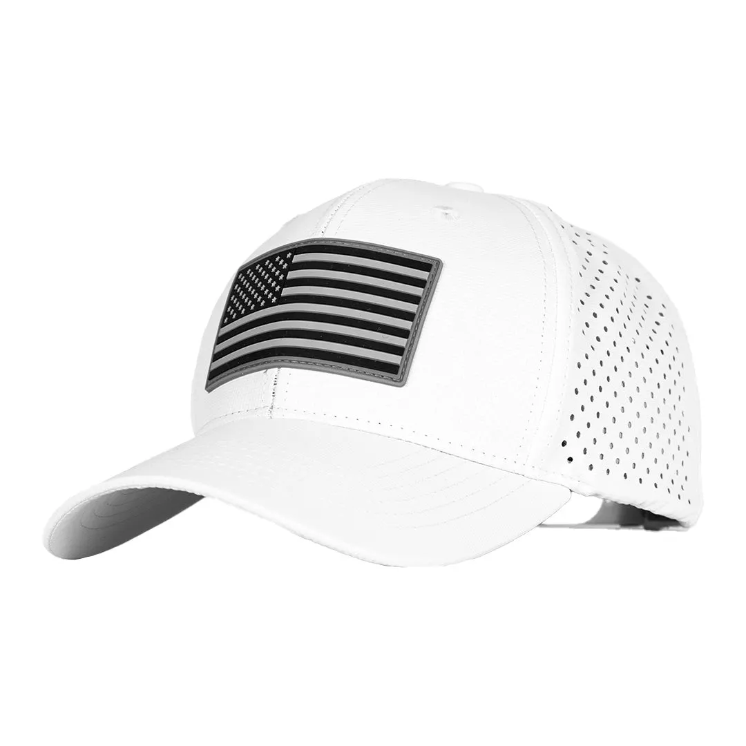 Performance Snapback| Blackout American Flag | White PreOrder