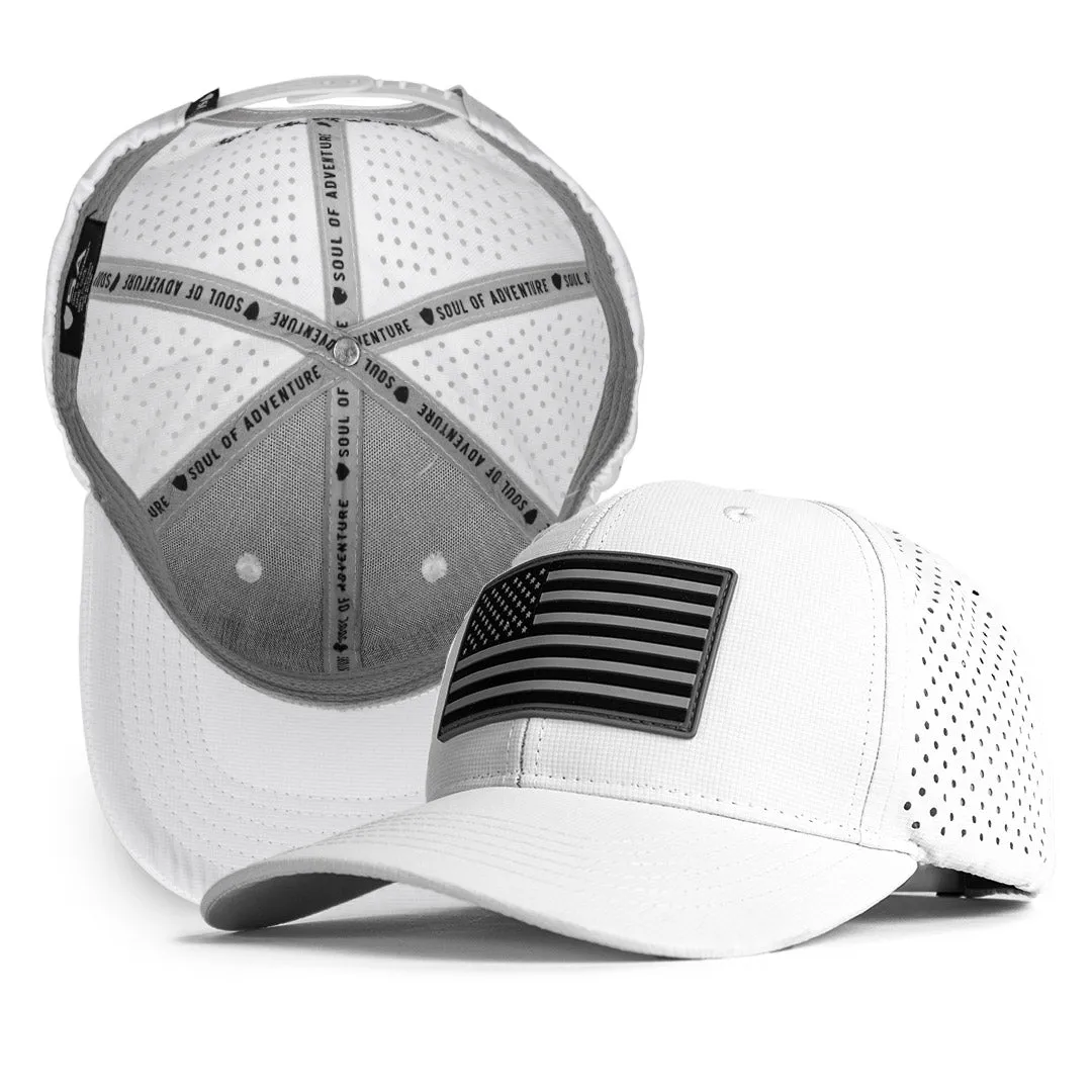Performance Snapback| Blackout American Flag | White PreOrder