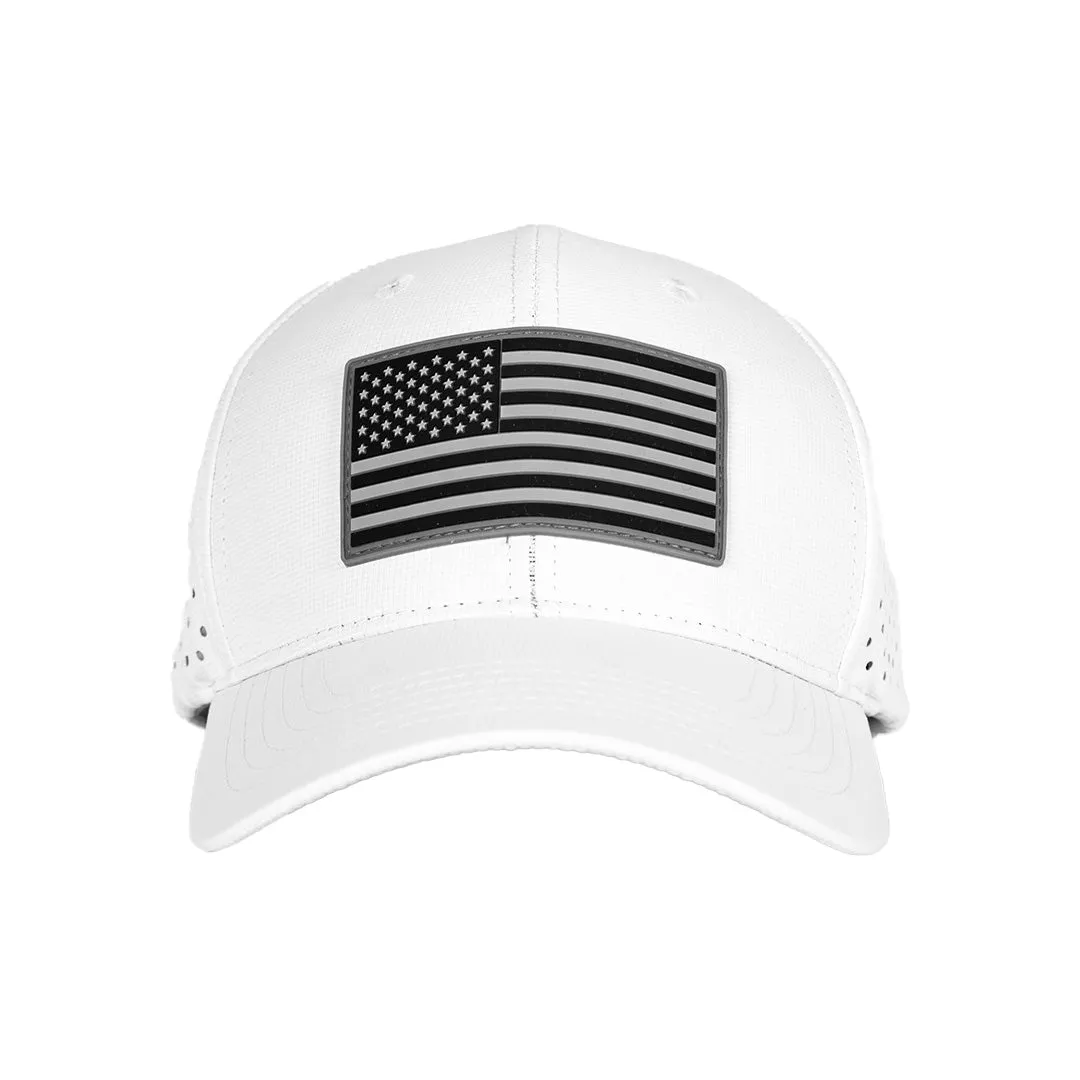 Performance Snapback| Blackout American Flag | White PreOrder