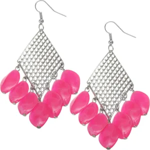 Pink Beaded Filigree Caged Dangle Earrings