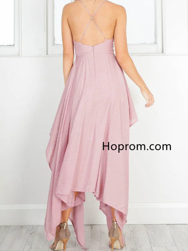 Pink Long Straps V Neck Homecoming Dress Dancing Dress