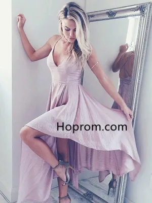 Pink Long Straps V Neck Homecoming Dress Dancing Dress