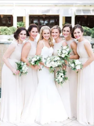 Princess Chiffon Sleeveless Bridesmaid Dresses Floor Length