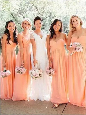 Princess Chiffon strapless Ruched Bridesmaid Dresses Floor Length
