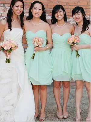 Princess Chiffon Strapless Short Bridesmaid Dresses