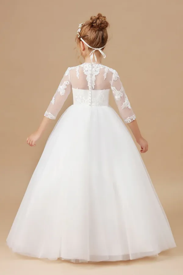 Princess Lace Tulle Satin Flower Girl Dresses APF0029