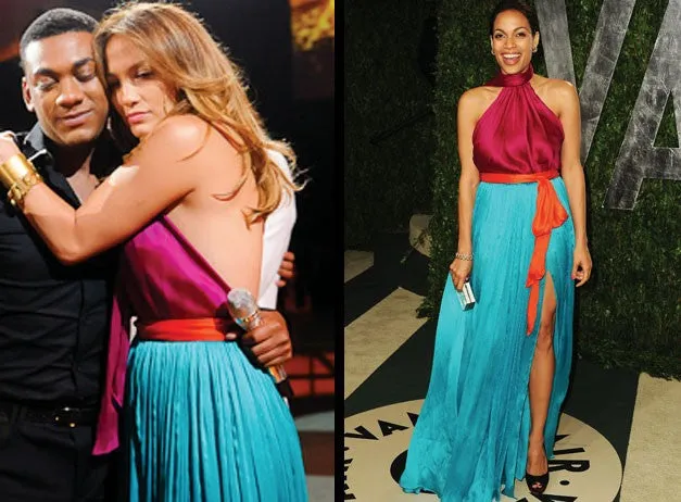 Purple Blue Jennifer Lopez (J.Lo) Choker Neck Dress Open Back Prom Celebrity Dress ‘American Idol’ Show