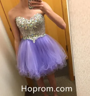 Purple Crystal Homecoming Dress, CAhiffon Sweetheart Homecoming Dress