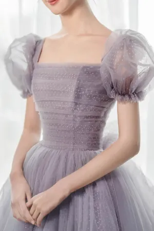 Purple Tulle Long Prom Dresses, Lovely A Line Evening Dresses APP0956