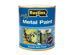 Rustins Quick Dry Metal Paint Smooth Satin Black 500Ml